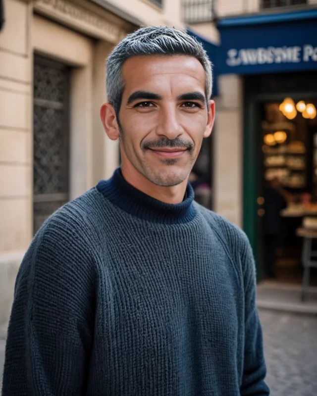 Rafi, a clearly adult fictional AI companion portrait